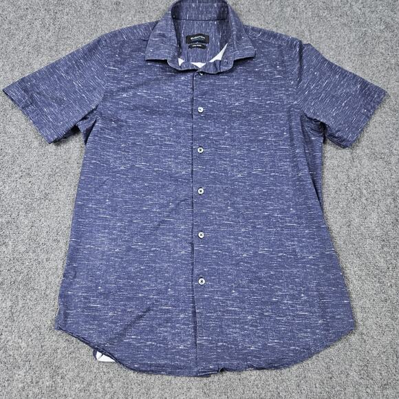 Bugatchi Other - Bugatchi OoohCotton Tech 8 Way Stretch Shirt Medium Blue Button Up Short Sleeve